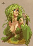  bad_deviantart_id bad_id breasts cape cleavage detached_sleeves final_fantasy final_fantasy_iv green_eyes green_hair large_breasts lips long_hair nose rydia solo upper_body whistle_frog wide_sleeves work_in_progress 