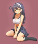  ahoge black_hair blush bra breasts highres kantai_collection karashi_(tou_gara_shi) large_breasts long_hair open_mouth sitting skirt solo underwear ushio_(kantai_collection) wariza 