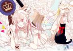  1girl bra cat feet long_hair pandora_hearts purple_eyes ribbon shirashima_yuri shoes underwear white_hair will_of_the_abyss 