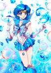  bad_id bad_pixiv_id bishoujo_senshi_sailor_moon blue_bow blue_choker blue_eyes blue_footwear blue_hair blue_sailor_collar blue_skirt boots bow bubble choker earrings elbow_gloves gloves highres jewelry knee_boots magical_girl mizuno_ami sailor_collar sailor_mercury sailor_senshi_uniform short_hair skirt smile solo sparkle tiara tsukasaki_ryouko water white_gloves 