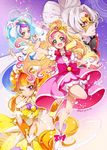  :d akagi_towa albino amanogawa_kirara bare_legs blonde_hair blue_eyes blue_hair bow chiyo_(rotsurechiriha) cure_flora cure_mermaid cure_twinkle earrings flower_earrings full_body gloves go!_princess_precure green_eyes haruno_haruka jewelry kaidou_minami long_hair low-tied_long_hair magical_girl mask multicolored_hair multiple_girls one_eye_closed open_mouth orange_hair pink_bow pink_hair pink_skirt pointy_ears precure puffy_short_sleeves puffy_sleeves purple_eyes purple_hair red_eyes red_hair shoes short_sleeves skirt smile star star_earrings streaked_hair twilight_(go!_princess_precure) twintails twitter_username two-tone_hair white_footwear white_gloves white_hair 