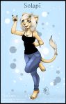  bracelet clothing ear_piercing feline female jeans jewelry lion mammal necklace pants piercing shirt solapi_(artist) solo tank_top 