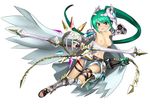  artemis_(p&amp;d) artist_request bow_(weapon) breasts green_hair nipples puzzle_&amp;_dragons source_request weapon 