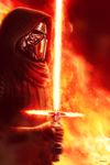  blurry_vision cape darksider_(star_wars) eddie_holly energy energy_sword fire gloves heat_haze helmet hood kylo_ren lightsaber mask molten_rock realistic science_fiction sith spoilers star_wars star_wars:_the_force_awakens sword torn_clothes weapon 