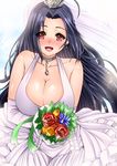  bad_id bad_pixiv_id bare_shoulders black_hair blush bouquet breasts bridal_veil bride choker cleavage collarbone dress earrings elbow_gloves flower gloves hair_ornament idolmaster idolmaster_(classic) idolmaster_million_live! inu_(marukome) jewelry large_breasts long_hair looking_at_viewer miura_azusa open_mouth pendant pink_eyes purple_dress purple_wedding_dress sleeveless sleeveless_dress smile solo upper_body veil very_long_hair wedding_dress white_gloves 