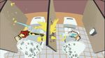  2girls animated animated_gif bathroom battle female gun multiple_girls panty_&amp;_stocking_with_garterbelt panty_(psg) pistol scanty_(psg) toilet weapon 