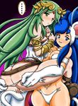  ... 2girls adrianosennin animal_ears armlet ass blue_eyes blue_hair blush breasts butt_crack cameltoe capcom carrying cat_ears cat_tail circlet crossover crown dress felicia forehead_jewel from_behind gold green_eyes green_hair kid_icarus long_hair looking_back looking_down multiple_girls naughty_face nintendo palutena panties panty_pull shiny shiny_skin sideboob smile sweatdrop tail underwear vampire_(game) yuri 