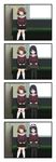  4koma bag black_eyes black_hair black_legwear blush blush_stickers bow bow_panties brown_hair clothes_theft comic female_pervert hibike!_euphonium highres kneehighs kousaka_reina kuroame_(kurinohana) long_hair multiple_girls object_on_head oumae_kumiko panties panties_on_head panty_pull pantyhose pervert pink_panties purple_eyes school_uniform serafuku short_hair silent_comic sitting sleeping theft train_interior underwear underwear_theft wavy_hair white_legwear yuri 