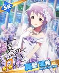  artist_request beamed_eighth_notes bouquet character_name character_signature dress earrings elbow_gloves flower gloves hair_flower hair_ornament idolmaster idolmaster_million_live! jewelry makabe_mizuki musical_note necklace official_art purple_hair short_hair solo veil wedding_dress white_dress yellow_eyes 