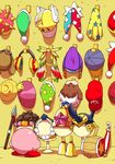  baseball_cap commentary_request from_behind hammer hat headphones helmet highres jester_cap kirby kirby_(series) parasol polearm rariatto_(ganguri) solo spear umbrella weapon 