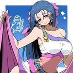  armpits blue_eyes blue_hair blush bow breasts choker dragon_quest dragon_quest_v dress earrings flora hair_bow jewelry kara_age large_breasts long_hair smile solo 