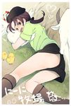  androgynous axis_powers_hetalia bad_id bad_pixiv_id bird boots brown_eyes brown_hair chick chicken china_(hetalia) fang goat goroo heart male_focus open_mouth otoko_no_ko ponytail shorts solo teeth 