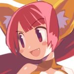  animal_ears blush_stickers cat_ears close-up disgaea eyebrows_visible_through_hair fang harada_takehito long_hair lowres nekomata_(disgaea) official_art open_mouth ponytail portrait red_eyes red_hair solo white_background 