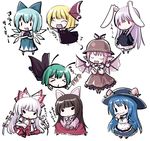  &gt;_&lt; :&lt; bad_id bad_pixiv_id chibi cirno closed_eyes fang fujiwara_no_mokou hinanawi_tenshi houraisan_kaguya is_that_so kemonomimi_mode kiira multiple_girls mystia_lorelei reisen_udongein_inaba rumia team_9 touhou translated wriggle_nightbug |_| 