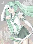  bad_id bad_pixiv_id bishoujo_senshi_sailor_moon black_sailor_collar cosplay gloves green_eyes green_hair hatsune_miku highres long_hair magical_girl naco_(09297317) open_mouth sailor_collar sailor_senshi_costume sailor_senshi_uniform solo spring_onion twintails vocaloid white_gloves 