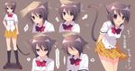  angry animal_ears ayuzawa_misaki bad_id bad_pixiv_id blush brown_hair cat_ears embarrassed hands kaichou_wa_maid-sama! petting purple_hair school_uniform shy sumii tail 