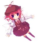  animal_ears blush dress hat mystia_lorelei outstretched_arms pink_hair purple_eyes sakurazari_hotori short_hair smile solo spread_arms touhou wings 