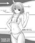  directional_arrow flat_chest greyscale hand_on_hip hits mayumi_thyme monochrome muguru panties short_hair short_hair_with_long_locks shuffle! sidelocks solo sports_bra translated underwear underwear_only 