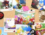  5girls 6+boys absurdres amy_rose animal_ears arm_up bat_ears bat_girl birthday_party black_fur blaze_the_cat blue_eyeshadow blue_fur cat_ears cat_girl charmy_bee cheese_(sonic) closed_eyes cream_the_rabbit crocodilian crossed_arms dress espio_the_chameleon eyelashes eyeshadow forehead_jewel furry furry_female furry_male gloves green_eyes happy_birthday highres indigonite jacket knuckles_the_echidna looking_at_viewer makeup maria_robotnik multiple_boys multiple_girls open_mouth orange_dress orange_fur pants photo_(object) pink_fur purple_fur purple_jacket red_dress red_fur rouge_the_bat shadow_the_hedgehog smile sonic_(series) sonic_the_hedgehog sticky_note tails_(sonic) vector_the_crocodile white_fur white_gloves white_pants 