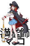  banchou baseball_bat bob_cut brown_eyes brown_hair full_body geta hat jacket_on_shoulders kill_la_kill mankanshoku_mako nail nail_bat sandals saran school_uniform serafuku short_hair skirt solo spikes transparent_background weapon 