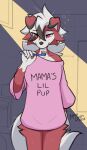 ambiguous_gender animated anthro blinking brush clothing english_text generation_7_pokemon lycanroc midnight_lycanroc milodesty nintendo pokemon pokemon_(species) shirt short_playtime solo standing text toothbrush topwear