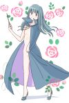  cape flower grey_hair high_heels highres holding holding_wand long_hair naked_cape poranka_(porankaran) rose smile tokimeki_tonight wand 