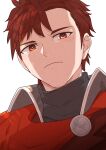  1boy collared_cloak diamant_(fire_emblem) fcgc_(friedalwaysgood) fire_emblem fire_emblem_engage highres looking_at_viewer male_focus one-hour_drawing_challenge portrait red_eyes red_hair solo turtleneck 