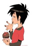  1boy big_hero_6 cake chocolate cupcake disney food hiro_hamada marvel shatou_(c-com) simple_background solo 