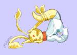 :3 aisha_(neopets) ambiguous_gender astronaut bdsm bitelava bondage bound feral jumpstart_games neopet_(species) neopets smile solo tail tail_tied yellow_body yellow_slime