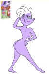 animated anthro areola bedroom_eyes bouncing_breasts breasts butt canid canine canis domestic_dog female hair mammal narrowed_eyes navel nickelodeon nude pinup poodle pose pubic_hair_peek purple_body rocko&#039;s_modern_life seductive smile smirk solo unknown_character white_hair zaiden_(artist)