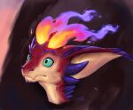 ambiguous_form dragon fire flaming_horn green_eyes hi_res league_of_legends lorkhan male riot_games smolder_(lol) solo surprise