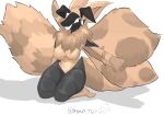 2023 absurd_res antennae_(anatomy) anthro arthropod back_wings breasts brown_body brown_fur female fur hi_res hybrid insect kneeling lepidopteran machine moth open_mouth open_smile protogen simple_background smile solo white_background zeny_toyu