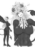  1girl abs ass black_clover black_sclera breasts colored_sclera demon_girl english_text from_behind full_body genderswap genderswap_(mtf) highres honexstage large_breasts liebe_(black_clover) looking_at_viewer sharp_teeth sideboob simple_background sketch teeth upper_body white_background 