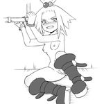  angry bad_id bad_pixiv_id blush boots breasts chained_wrists clenched_teeth cuffs freckles gooberman_(kdk5011) greyscale hair_bobbles hair_ornament handcuffs homika_(pokemon) monochrome navel nipples nude on_floor parted_lips pokemon pubic_hair pubic_stubble pussy sitting small_breasts solo tears teeth topknot uncensored 