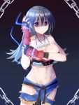  1girl alternate_breast_size breasts cleavage electricity fingerless_gloves gloves grey_hair highres jewelry large_breasts long_hair necklace neptune_(series) red_eyes solo tekken tekken_(neptunia) zatsu 