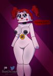 areola beanontoast black_areola blush breasts circus_baby_(fnaf) clown dialogue exposed_breasts female five_nights_at_freddy&#039;s genitals hair hi_res humanoid machine microsoft minecraft mojang nipples nude pussy question red_hair robot robot_humanoid scottgames sister_location smile solo thigh_gap vulgar xbox_game_studios