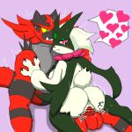 &lt;3 anthro balls censored cowgirl_position duo erection female female_on_top female_penetrated from_front_position generation_7_pokemon generation_9_pokemon genitals hi_res incineroar interspecies looking_back male male/female male_on_bottom meowscarada nintendo on_bottom on_top penetration penile penile_penetration penis penis_in_pussy pokemon pokemon_(species) sex simple_background vaginal vaginal_penetration zk_(artist)
