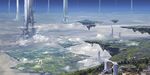  bad_pixiv_id building cloud day floating_island izumi_sai no_humans original scenery science_fiction sky tree 