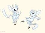 3_fingers anthro artist_name black_sclera digital_media_(artwork) digitigrade fingers fur guardian_spirit hi_res hooves multiple_poses ori_(ori) ori_(series) pose short short_anthro simple_background standing tail white_body white_fur wildfire_(artist) yellow_background