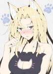  1girl alternate_costume animal_ear_fluff animal_ears armpit_crease artist_name bare_shoulders blonde_hair breasts cat_ears cleavage_cutout clothing_cutout commentary_request dated highres hornet_(kancolle) kantai_collection kemonomimi_mode large_breasts long_hair looking_at_viewer meme_attire solo taira_yuuki upper_body very_long_hair 