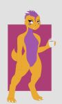  animated anthro beverage blinking booponies claws coffee female grumpy kobold lucy nude scalie solo standing 
