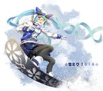  aqua_hair blue_eyes cross_akiha gloves goggles hatsune_miku long_hair pantyhose snowboard solo twintails very_long_hair vocaloid yuki_ga_tokeru_mae_ni_(vocaloid) yuki_miku 