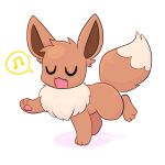 2023 3_toes ambiguous_gender brown_body brown_ears brown_fur brown_inner_ear brown_tail canid colored cute_fangs digital_media_(artwork) dipstick_tail eevee eyes_closed feet feral full-length_portrait fur generation_1_pokemon giyu hi_res kemono mammal markings monotone_ears multicolored_body multicolored_fur multicolored_tail neck_tuft nintendo open_mouth pawpads pictographics pink_pawpads pokemon pokemon_(species) portrait quadruped side_view simple_background solo speech_bubble standing tail tail_markings tan_body tan_fur tan_tail tan_tail_tip toes tuft two_tone_body two_tone_fur two_tone_tail white_background