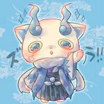  cosplay full_body hakama haori japanese_clothes kie_(sbms1997) komasan looking_at_viewer no_humans open_mouth scarf shinsengumi solo touken_ranbu waving yamato-no-kami_yasusada yamato-no-kami_yasusada_(cosplay) youkai youkai_watch 