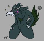 4_eyes accipitriform alloy_vulture anthro avian bird blush blush_lines flaktaryd long_neck male multi_eye pink_eyes risk_of_rain risk_of_rain_2 solo thick_thighs vulture wide_hips wings