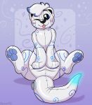 animate_inanimate blue_eyes blush hi_res inflatable living_inflatable mammal mustelid otter pool_toy simple_background solo symrea white_body