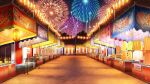 aerial_fireworks azuma_hatori cotton_candy fireworks food_stand goldfish_scooping highres lantern market_stall night no_humans official_art outdoors paper_lantern prince_kingdom scenery summer_festival tree 