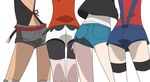  ass haruka_(pokemon) haruka_(pokemon)_(remake) higana_(pokemon) kotone_(pokemon) mayapazoo multiple_girls pokemon pokemon_bw pokemon_hgss pokemon_oras simple_background touko_(pokemon) 