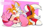 absurd_res amy_rose breasts clothed clothing female heart_eyes heart_symbol hi_res kissing male male/female miles_prower moisesgrafic sega sonic_the_hedgehog_(series)