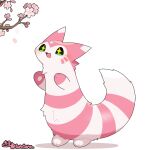 1:1 ambiguous_gender animated cherry_tree fruit_tree furret generation_2_pokemon nintendo pawpads pink_body pink_stripes plant pokemon pokemon_(species) shiny_pokemon short_playtime simple_background star_eyes stripes tail tail_motion tailwag tontaro tree white_background